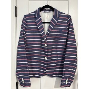 Gap The Academy Blazer Womens 12 Navy Red Stripe Schoolboy Preppy Academia